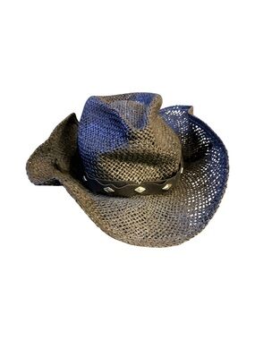Milani ST-030 Black Straw Cowboy Hat Silver Conchos OS